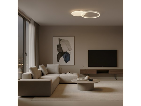 kelvo® VENOM KLV-101-0182 Φωτιστικό Οροφής LED 45W 4500lm 360° AC 220-240V IP20 Ρυθμιζόμενο Λευκό CCT με Χειριστήριο από 2700K έως 6000K Dimmable - Lumileds SMD Chip - Λευκό Ματ - Μ60 x Π40 x Υ7.5cm - 3 Χρόνια Εγγύηση