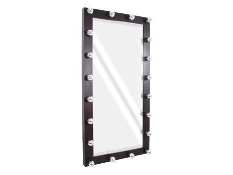 GloboStar® MAKEUP MIRROR-160x80-2 Μοντέρνος Καθρέπτης Μακιγιάζ με Πλαίσιο Φυσικού Ξύλου με Διακόπτη On/Off 20 x E27 AC220-240V - Μ80 x Π7 x Υ160cm - Καφέ Wenge