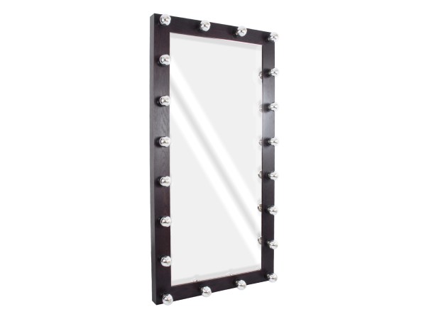 GloboStar® MAKEUP MIRROR-160x80-2 Μοντέρνος Καθρέπτης Μακιγιάζ με Πλαίσιο Φυσικού Ξύλου με Διακόπτη On/Off 20 x E27 AC220-240V - Μ80 x Π7 x Υ160cm - Καφέ Wenge
