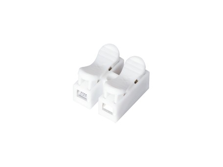 GloboStar® FAST-CONNECT 69905 Διπλή Κλέμα Ταχείας Σύνδεσης & Διακλάδωσης Καλωδίων - 2 x Είσοδοι & 2 x Έξοδοι με Συμβατή Διατομή Καλωδίων 0.2mm² έως 1mm² - 250V 2A Max - Μ2 x Π1.7 x Υ1.3cm - Λευκό - Πακέτο 20 Τεμαχίων - 5 Years Warranty