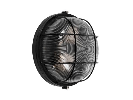 GLOBOSTAR® BOATLIGHT 61589 Vintage Φωτιστικό Καραβοχελώνα Τοίχου & Οροφής με Ντουί 2 x E27 AC 220-240V Αδιάβροχο IP65 - Μαύρο Ματ - Μ24 x Π24 x Υ11cm