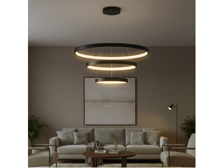 kelvo® NEMESIS KLV-101-0220 Κρεμαστό Φωτιστικό Οροφής LED 120W 12000lm 180° AC 220-240V IP20 Ρυθμιζόμενο Λευκό CCT με Χειριστήριο από 2700K έως 6000K Dimmable - Lumileds SMD Chip - Μαύρο Ματ - Μ80 x Π80 x Υ80cm - 3 Χρόνια Εγγύηση