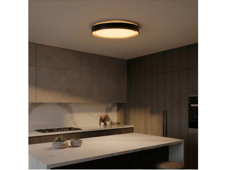 kelvo® BARCHETTA KLV-101-0266-V2 Φωτιστικό Οροφής LED 72W 7200lm 120° AC 220-240V IP20 Ρυθμιζόμενο Λευκό CCT με Χειριστήριο από 2700K έως 6000K Dimmable - Lumileds SMD Chip - Μαύρο & Σαμπανιζέ Χρυσό Ματ - Μ48 x Π48 x Υ8.2cm - 3 Χρόνια Εγγύηση