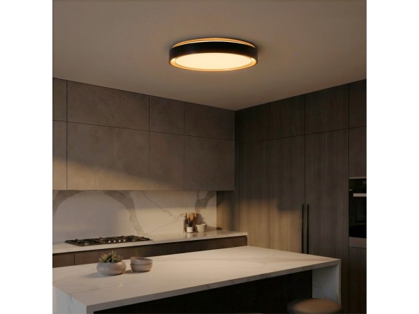 kelvo® BARCHETTA KLV-101-0266-V2 Φωτιστικό Οροφής LED 72W 7200lm 120° AC 220-240V IP20 Ρυθμιζόμενο Λευκό CCT με Χειριστήριο από 2700K έως 6000K Dimmable - Lumileds SMD Chip - Μαύρο & Σαμπανιζέ Χρυσό Ματ - Μ48 x Π48 x Υ8.2cm - 3 Χρόνια Εγγύηση