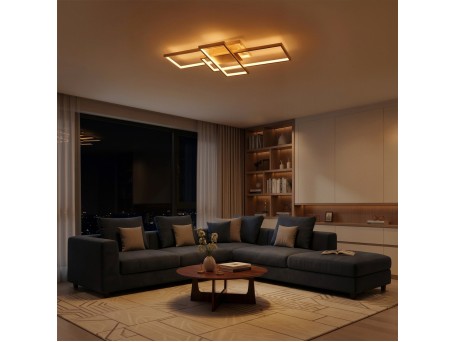 kelvo® QUADRA KLV-101-0295 Φωτιστικό Οροφής LED 100W 10000lm 120° AC 220-240V IP20 Ρυθμιζόμενο Λευκό CCT με Χειριστήριο από 2700K έως 6000K Dimmable - Lumileds SMD Chip - Σαμπανιζέ Χρυσό Ματ - Μ85 x Π45 x Υ9cm - 3 Χρόνια Εγγύηση