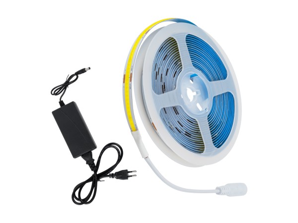 GLOBOSTAR® COBWAVE 70416 Σετ Ταινίας με Τροφοδοτικό LED 48W 4800lm 120° AC 220-240V IP20 1540 x COB Chip Φυσικό Λευκό 4500K - Sanan COB Chip - Μ500 x Π1 x Υ0.2cm - Ρολό 5 Μέτρων - 2 Χρόνια Εγγύηση