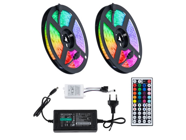 GLOBOSTAR® CHROMAWAVE 70418 Σετ Ταινίας με IR Ασύρματο Χειριστήριο & Τροφοδοτικό LED 72W 4320lm 120° AC 220-240V Αδιάβροχο IP65 300 x SMD5050 Chip Πολύχρωμο RGB Dimmable - Sanan SMD Chip - Μ1000 x Π1 x Υ0.3cm - Δύο Ρολά 5 Μέτρων - 2 Χρόνια Εγγύηση