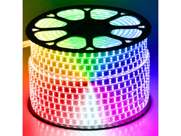 GLOBOSTAR® EPIWIDE 70517 Ταινία LED 24W/m 1560lm/m 120° DC 220-240V Αδιάβροχη IP65 120 x SMD5050 Chip/m Πολύχρωμο RGB Dimmable - Epistar SMD Chip - M100 x Π1.7 x Υ0.7cm - 3 Χρόνια Εγγύηση