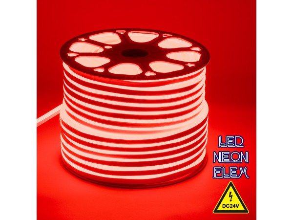GLOBOSTAR® NEOVALE 70563 Ταινία Neon Flex LED 12W/m 600lm/m 120° DC 24V Αδιάβροχο IP65 120 x SMD2835 Chip/m Κόκκινο Dimmable - Sanan SMD Chip - Μ100 x Π0.8 x Υ1.6cm - 3 Χρόνια Εγγύηση