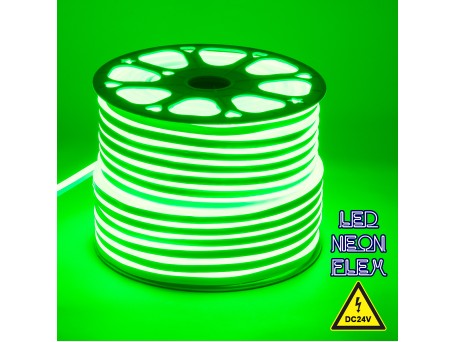 GLOBOSTAR® NEOVALE 70564 Ταινία Neon Flex LED 12W/m 600lm/m 120° DC 24V Αδιάβροχο IP65 120 x SMD2835 Chip/m Πράσινο Dimmable - Sanan SMD Chip - Μ100 x Π0.8 x Υ1.6cm - 3 Χρόνια Εγγύηση