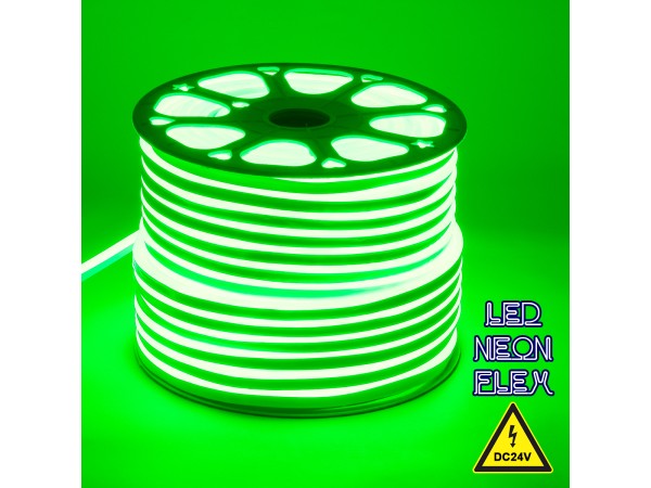 GLOBOSTAR® NEOVALE 70564 Ταινία Neon Flex LED 12W/m 600lm/m 120° DC 24V Αδιάβροχο IP65 120 x SMD2835 Chip/m Πράσινο Dimmable - Sanan SMD Chip - Μ100 x Π0.8 x Υ1.6cm - 3 Χρόνια Εγγύηση