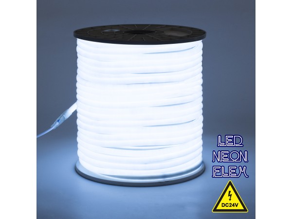 GLOBOSTAR® NEOTUBE 70580 Ταινία Neon Flex LED 12W/m 1080lm/m 360° DC 24V Αδιάβροχο IP65 120 x SMD2835 Chip/m Ψυχρό Λευκό 6000K Dimmable - Sanan SMD Chip - Μ100 x Π1.3 x Υ1.3cm - 3 Χρόνια Εγγύηση