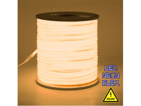 GLOBOSTAR® NEOTUBE 70582 Ταινία Neon Flex LED 12W/m 840lm/m 360° DC 24V Αδιάβροχο IP65 120 x SMD2835 Chip/m Θερμό Λευκό 2700K Dimmable - Sanan SMD Chip - Μ100 x Π1.3 x Υ1.3cm - 3 Χρόνια Εγγύηση