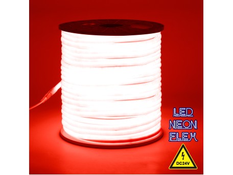 GLOBOSTAR® NEOTUBE 70583 Ταινία Neon Flex LED 12W/m 600lm/m 360° DC 24V Αδιάβροχο IP65 120 x SMD2835 Chip/m Κόκκινο Dimmable - Sanan SMD Chip - Μ100 x Π1.3 x Υ1.3cm - 3 Χρόνια Εγγύηση