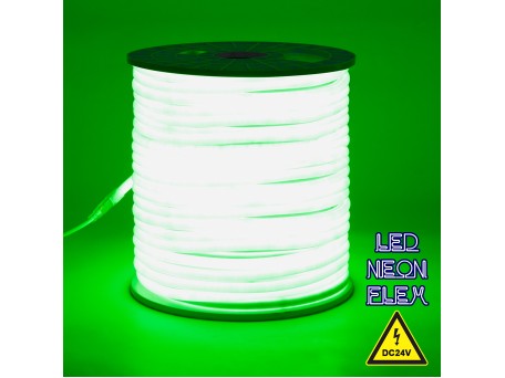 GLOBOSTAR® NEOTUBE 70584 Ταινία Neon Flex LED 12W/m 600lm/m 360° DC 24V Αδιάβροχο IP65 120 x SMD2835 Chip/m Πράσινο Dimmable - Sanan SMD Chip - Μ100 x Π1.3 x Υ1.3cm - 3 Χρόνια Εγγύηση