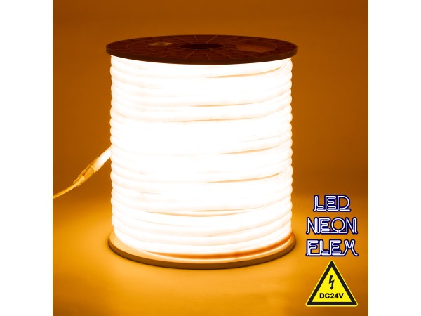 GLOBOSTAR® NEOTUBE 70586 Ταινία Neon Flex LED 12W/m 720lm/m 360° DC 24V Αδιάβροχο IP65 120 x SMD2835 Chip/m Ultra Θερμό Λευκό 2200K Dimmable - Sanan SMD Chip - Μ100 x Π1.3 x Υ1.3cm - 3 Χρόνια Εγγύηση
