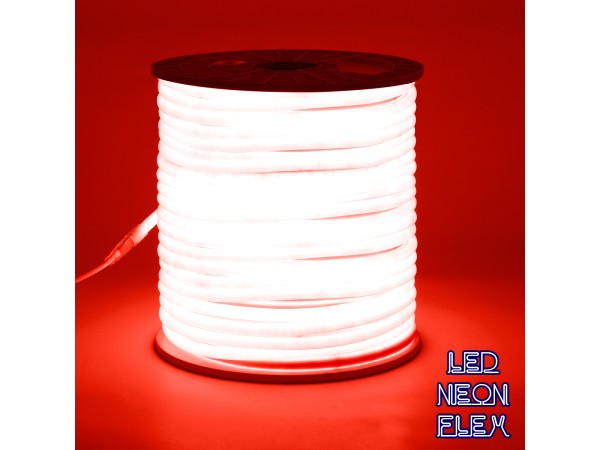 GLOBOSTAR® NEOTUBE 70593 Ταινία Neon Flex LED 12W/m 600lm/m 360° DC 220-240V Αδιάβροχο IP65 120 x SMD2835 Chip/m Κόκκινο Dimmable - Sanan SMD Chip - Μ100 x Π1.3 x Υ1.3cm - 3 Χρόνια Εγγύηση