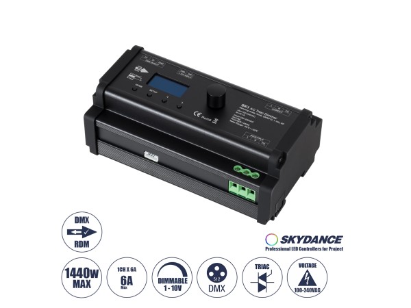 GLOBOSTAR® SKYDANCE-SK1 70674 AC Trailing Edge DMX Dimmer Ράγας με 1 x 6A 1440W Κανάλι AC 220-240V 6A 1440W Max IP20 - DMX512 & RDM - Μ16.8 x Π9.3 x Υ8cm - 5 Χρόνια Εγγύηση GLOBOSTAR® SKYDANCE-SK1 70674 AC Trailing Edge DMX Dimmer Ράγας με 1 x 6A 1440W Κανάλι AC 220-240V 6A 1440W Max IP20 - DMX512 & RDM - Μ16.8 x Π9.3 x Υ8cm - 5 Χρόνια Εγγύηση