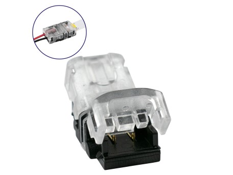 GLOBOSTAR® STRIPART 70714 Ενωτικός Ταχυσύνδεσμος για Μονόχρωμη Ταινία LED 2Pin 8mm σε Καλώδιο Τροφοδοσίας 2Pin IP20 - Μ1.3 x Π2.4 x Υ0.8cm