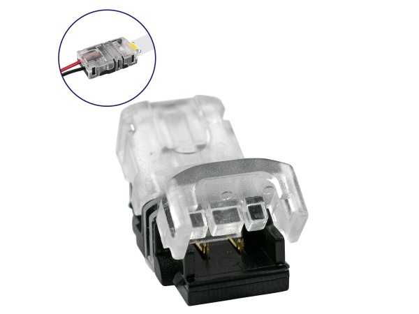 GLOBOSTAR® STRIPART 70714 Ενωτικός Ταχυσύνδεσμος για Μονόχρωμη Ταινία LED 2Pin 8mm σε Καλώδιο Τροφοδοσίας 2Pin IP20 - Μ1.3 x Π2.4 x Υ0.8cm