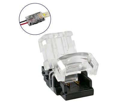 GloboStar® 70716 Αδιάβροχος Ταχυσύνδεσμος Ένωσης IP65 - Strip To Cable Connector για Ένωση 1 x Μονόχρωμης Αδιάβροχης Ταινίας LED Πλάτους 8mm με 1 x Καλώδιο Τροφοδοσίας