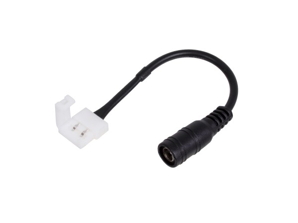 GLOBOSTAR® STRIPCON 70740 Ταχυσύνδεσμος για Μονόχρωμη Ταινία LED 10mm σε DC Jack 5.5x2.1mm Θηλυκό Σύνδεσμο IP20 - Λευκό - Μ15 x Π1.2 x Υ1.2cm