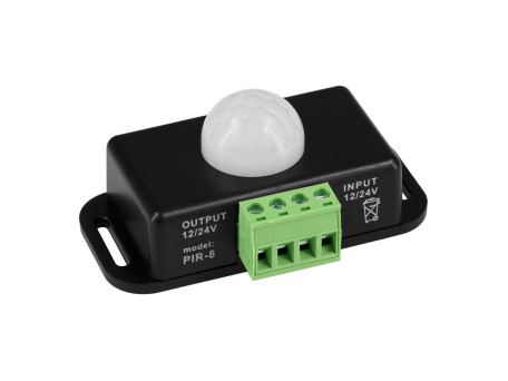 GLOBOSTAR® SENSORE 70743 Ανιχνευτής PIR / Αισθητήρας Κίνησης 180° DC 12-24V 6A 144W Max IP20 - Μ7.6 x Π4.5 x Υ3.3cm - 2 Χρόνια Εγγύηση