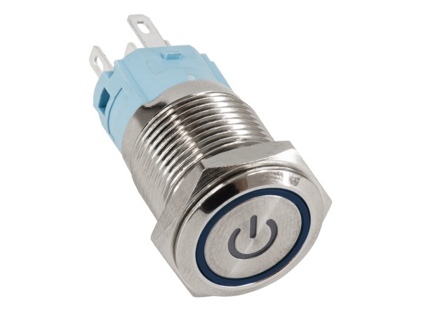 GLOBOSTAR® BUTTON 70783 Φωτιζόμενος Χωνευτός Διακόπτης On/Off LED DC 12V 1 x 3A 690W Max Αδιάβροχο IP65 Μπλε - Μ1.8 x Π1.8 x Υ2cm - 2 Χρόνια Εγγύηση