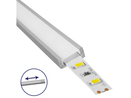 GLOBOSTAR® ALP-LINEAR ALPINA 70801-1M Επιφανειακό Προφίλ Αλουμινίου με Λευκό Γαλακτερό Συρόμενο Κάλυμμα για Ταινίες LED IP20 - Ασημί & Λευκό - Μ100 x Π1.6 x Υ0.6cm