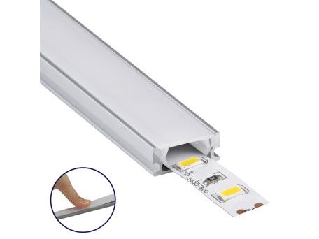 GLOBOSTAR® ALP-LINEAR SURFABO 70805-1M Επιφανειακό Προφίλ Αλουμινίου με Λευκό Γαλακτερό Πατητό Κάλυμμα για Ταινίες LED IP20 - Ασημί & Λευκό - Μ100 x Π1.6 x Υ0.7cm
