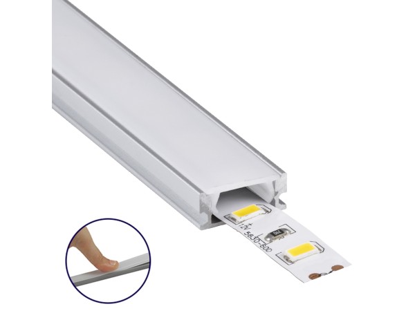 GLOBOSTAR® ALP-LINEAR SURFABO 70805-3M Επιφανειακό Προφίλ Αλουμινίου με Λευκό Γαλακτερό Πατητό Κάλυμμα για Ταινίες LED IP20 - Ασημί & Λευκό - Μ300 x Π1.6 x Υ0.7cm - Πακέτο 5 Τεμαχίων