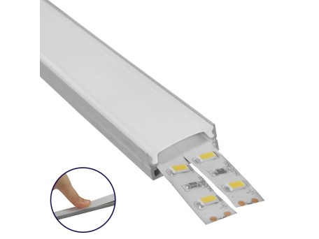 GLOBOSTAR® ALP-LINEAR ALIENA 70809-1M Επιφανειακό Προφίλ Αλουμινίου με Λευκό Γαλακτερό Πατητό Κάλυμμα για Ταινίες LED IP20 - Ασημί & Λευκό - Μ100 x Π2.4 x Υ1.1cm