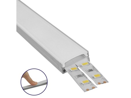 GLOBOSTAR® ALP-LINEAR ALIENA 70809-2M Επιφανειακό Προφίλ Αλουμινίου με Λευκό Γαλακτερό Πατητό Κάλυμμα για Ταινίες LED IP20 - Ασημί & Λευκό - Μ200 x Π2.4 x Υ1.1cm - Πακέτο 5 Τεμαχίων