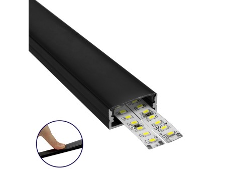 GloboStar® SURFACE-PROFILE 70810-2M Προφίλ Αλουμινίου - Βάση & Ψύκτρα Ταινίας LED με Μαύρο Φιμέ Κάλυμμα - Επιφανειακή Χρήση - Πατητό Κάλυμμα - Μαύρο - 2 Μέτρα - Πακέτο 5 Τεμαχίων - Μ200 x Π2.4 x Υ1.1cm