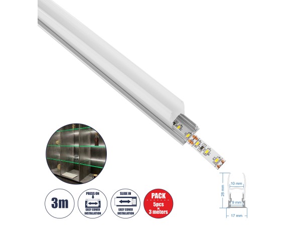 GloboStar® GLASSBOARD-PROFILE 70812-3M Προφίλ Αλουμινίου - Βάση & Ψύκτρα Ταινίας LED με Λευκό Γαλακτερό Κάλυμμα - Χρήση για Μοριακό Φωτισμό Γυαλιού Πάχους 10mm - Πατητό Κάλυμμα - Ασημί - 3 Μέτρα - Πακέτο 5 Τεμαχίων - Μ300 x Π1.7 x Υ3cm GloboStar® GLASSBOARD-PROFILE 70812-3M Προφίλ Αλουμινίου - Βάση & Ψύκτρα Ταινίας LED με Λευκό Γαλακτερό Κάλυμμα - Χρήση για Μοριακό Φωτισμό Γυαλιού Πάχους 10mm - Πατητό Κάλυμμα - Ασημί - 3 Μέτρα - Πακέτο 5 Τεμαχίων - Μ300 x Π1.7 x Υ3cm