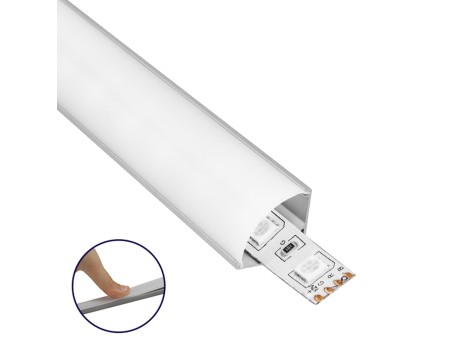 GLOBOSTAR® ALP-CORNER LINEO 70815-2M Επιφανειακό Γωνιακό Προφίλ Αλουμινίου με Λευκό Γαλακτερό Πατητό Κάλυμμα για Ταινίες LED IP20 - Ασημί & Λευκό - Μ200 x Π1.6 x Υ1.6cm - Πακέτο 5 Τεμαχίων