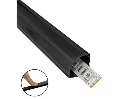 GLOBOSTAR® ALP-CORNER LINEO 70816-3M Επιφανειακό Γωνιακό Προφίλ Αλουμινίου με Μαύρο Φιμέ Πατητό Κάλυμμα για Ταινίες LED IP20 - Μαύρο - Μ300 x Π1.6 x Υ1.6cm - Πακέτο 5 Τεμαχίων