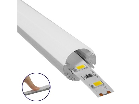 GloboStar® 70817-1M Κρεμαστό Προφίλ Αλουμινίου Ανοδιωμένο με Οβάλ Λευκό Οπάλ Κάλυμμα για 1 Σειρά Ταινίας LED Πατητό - Press On 1 Μέτρο