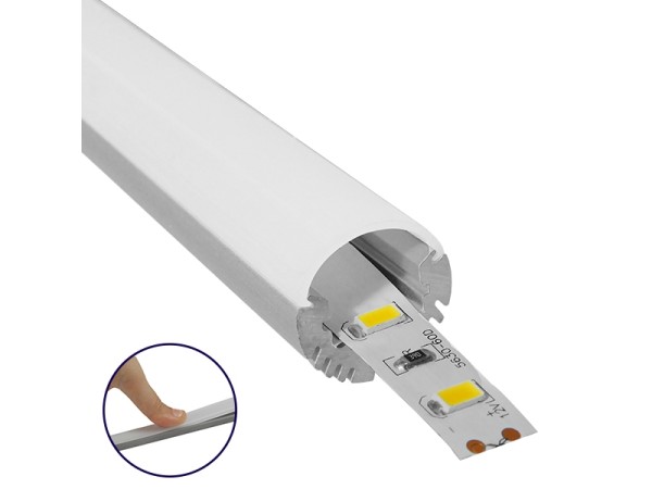GloboStar® 70817-1M Κρεμαστό Προφίλ Αλουμινίου Ανοδιωμένο με Οβάλ Λευκό Οπάλ Κάλυμμα για 1 Σειρά Ταινίας LED Πατητό - Press On 1 Μέτρο