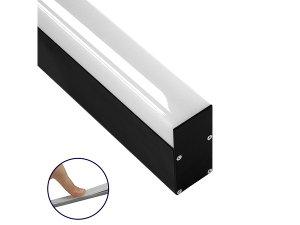 GloboStar® SURFACEPENDANT-PROFILE 70832-3M Προφίλ Αλουμινίου - Βάση & Ψύκτρα Ταινίας LED με Λευκό Γαλακτερό Κάλυμμα - Επιφανειακή & Κρεμαστή Χρήση - Πατητό Κάλυμμα - Μαύρο - 3 Μέτρα - Μ300 x Π3.5 x Υ7.4cm