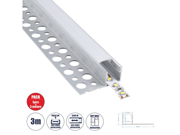 GLOBOSTAR® ALP-PLASTERIN GYPSO 70834-3M Χωνευτό Τερματικό Προφίλ Αλουμινίου Ειδικό για Γυψοσανίδα με Λευκό Γαλακτερό Πατητό Κάλυμμα για Ταινίες LED IP20 - Ασημί & Λευκό - Μ300 x Π3.3 x Υ1.5cm - Πακέτο 5 Τεμαχίων GLOBOSTAR® ALP-PLASTERIN GYPSO 70834-3M Χωνευτό Τερματικό Προφίλ Αλουμινίου Ειδικό για Γυψοσανίδα με Λευκό Γαλακτερό Πατητό Κάλυμμα για Ταινίες LED IP20 - Ασημί & Λευκό - Μ300 x Π3.3 x Υ1.5cm - Πακέτο 5 Τεμαχίων