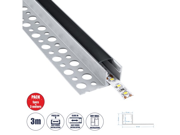 GLOBOSTAR® ALP-PLASTERIN GYPSO 70835-3M Χωνευτό Τερματικό Προφίλ Αλουμινίου Ειδικό για Γυψοσανίδα με Μαύρο Φιμέ Πατητό Κάλυμμα για Ταινίες LED IP20 - Ασημί & Μαύρο - Μ300 x Π3.1 x Υ1.3cm - Πακέτο 5 Τεμαχίων GLOBOSTAR® ALP-PLASTERIN GYPSO 70835-3M Χωνευτό Τερματικό Προφίλ Αλουμινίου Ειδικό για Γυψοσανίδα με Μαύρο Φιμέ Πατητό Κάλυμμα για Ταινίες LED IP20 - Ασημί & Μαύρο - Μ300 x Π3.1 x Υ1.3cm - Πακέτο 5 Τεμαχίων