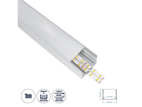 GloboStar® UNDERGROUND-PROFILE 70860-1M Προφίλ Αλουμινίου - Βάση & Ψύκτρα Ταινίας LED με Λευκό Γαλακτερό Κάλυμμα - Ενδοδαπέδια Χωνευτή Χρήση σε Δρόμους - Πατητό Κάλυμμα Υψηλής Αντοχής & Ανθεκτικότητας σε Βάρος - Ασημί - 1 Μέτρο - Μ100 x Π5 x Υ3.5cm