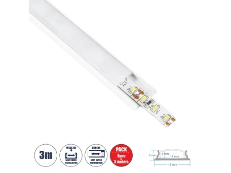 GLOBOSTAR® ALP-LINEAR CURBARIO 70863-1M Επιφανειακό Εύκαμπτο Προφίλ Αλουμινίου με Λευκό Γαλακτερό Πατητό Κάλυμμα για Ταινίες LED IP20 - Λευκό - Μ100 x Π1.8 x Υ0.5cm