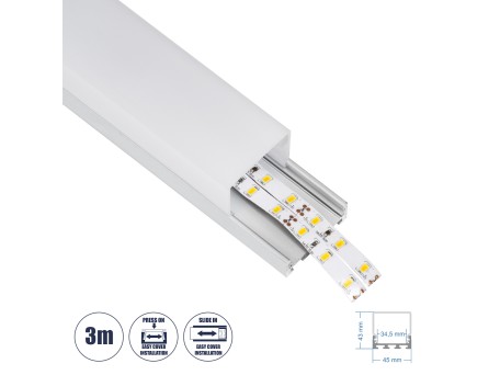 GloboStar® SURFACEPENDANT-PROFILE 70864-3M Προφίλ Αλουμινίου - Βάση & Ψύκτρα Ταινίας LED με Λευκό Γαλακτερό Κάλυμμα - Επιφανειακή & Κρεμαστή Χρήση - Πατητό Κάλυμμα - Ασημί - 3 Μέτρα - Μ300 x Π4.5 x Υ4.2cm