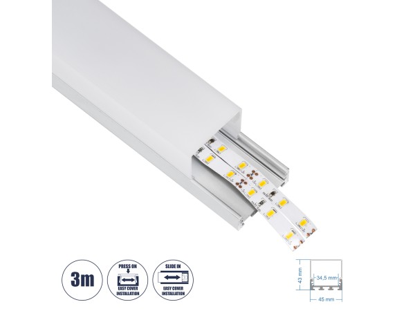 GloboStar® SURFACEPENDANT-PROFILE 70864-3M Προφίλ Αλουμινίου - Βάση & Ψύκτρα Ταινίας LED με Λευκό Γαλακτερό Κάλυμμα - Επιφανειακή & Κρεμαστή Χρήση - Πατητό Κάλυμμα - Ασημί - 3 Μέτρα - Μ300 x Π4.5 x Υ4.2cm GloboStar® SURFACEPENDANT-PROFILE 70864-3M Προφίλ Αλουμινίου - Βάση & Ψύκτρα Ταινίας LED με Λευκό Γαλακτερό Κάλυμμα - Επιφανειακή & Κρεμαστή Χρήση - Πατητό Κάλυμμα - Ασημί - 3 Μέτρα - Μ300 x Π4.5 x Υ4.2cm