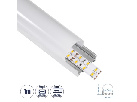 GloboStar® SURFACEPENDANT-PROFILE 70870-1M Προφίλ Αλουμινίου - Βάση & Ψύκτρα Ταινίας LED με Λευκό Γαλακτερό Κάλυμμα - Επιφανειακή & Κρεμαστή Χρήση - Πατητό Κάλυμμα - Ασημί - 1 Μέτρα - Μ100 x Π4.5 x Υ4.2cm