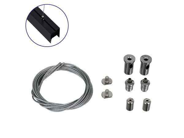 GLOBOSTAR® SUSPENSION 70899 Σύστημα Κρέμασης με 2 Ρυθμιζόμενες Ντίζες & Εξαρτήματα Ειδικό για Προφίλ Αλουμινίου - Μ1 x Π1 x Υ200cm