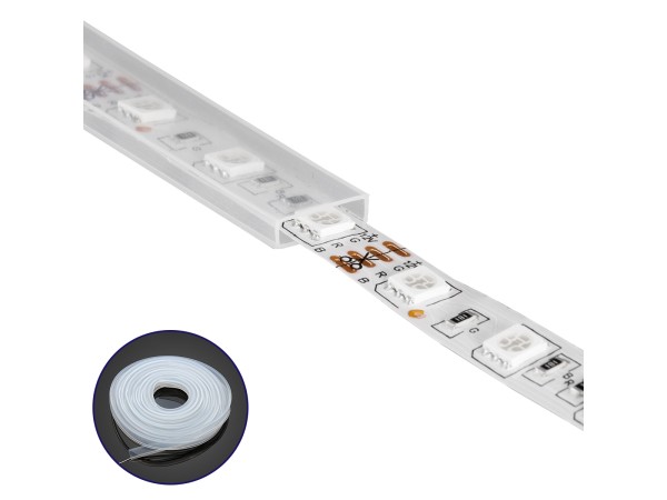 GLOBOSTAR® IPTUBE-B 70903 Κανάλι Σιλικόνης Στεγανοποίησης για Ταινία LED 10mm Αδιάβροχο IP68 - Διάφανο - Μ100 x Π1.2 x Υ0.4cm