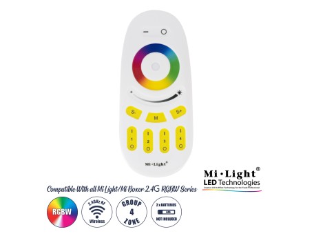 GloboStar® 71409 FUT096 Mi-Light Ασύρματο Χειριστήριο Αφής RF 2.4Ghz 4 Group για όλα τα RGBW Mi-BOXER Controller DC 3V 2 x AAA - IP20 Λευκό Μ12 x Π5.4 x Υ2cm - 5 Years Warranty
